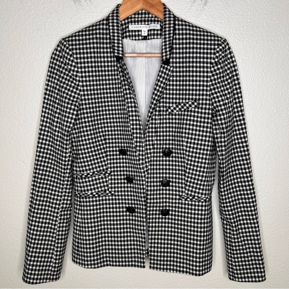 Veronica Beard Cottage Gingham Large Lapel Jacket 6